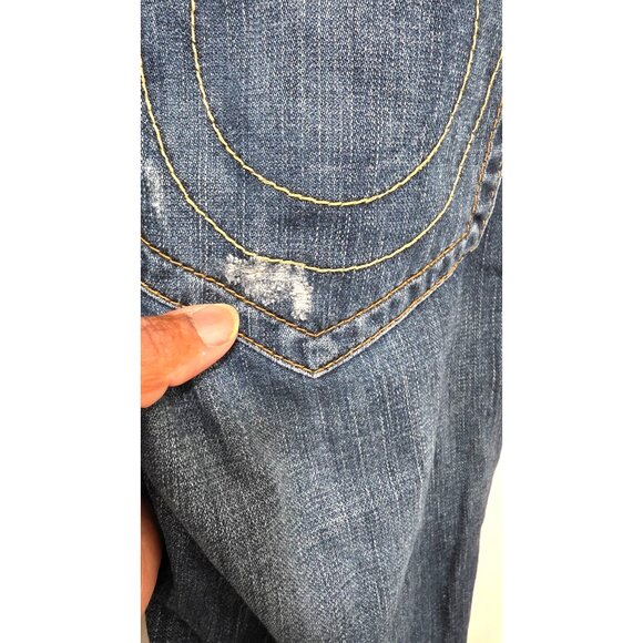 True Religion Men's Straight Leg Blue Distressed Denim Jeans W38L32 - Picture 3 of 8